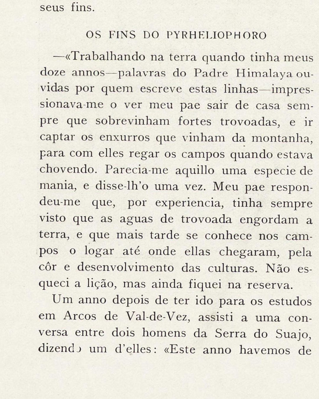 As palavras do Padre Himalaya sobre o pai e as trovoadas, na revista Serões, julho de 1905, p. 26 (Getty Research Institute / Internet Archive, domínio público).