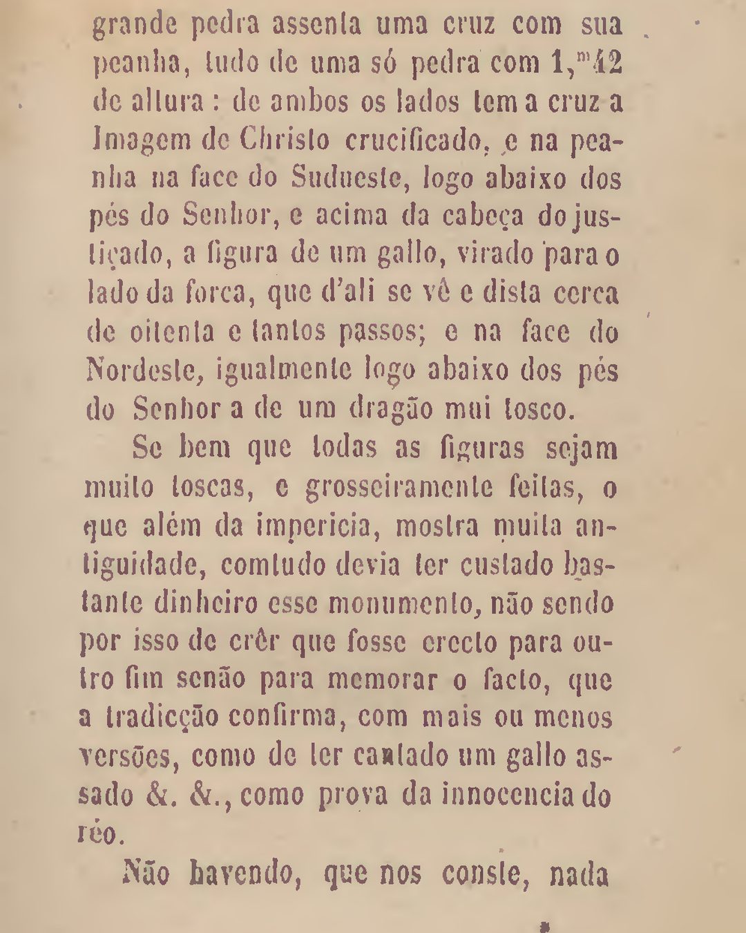 Página 115 da «Noticia descriptiva da muito nobre e antiga villa de Barcellos», de A. M. do Amaral Ribeiro (1867): a descrição do cruzeiro e a versão impressa mais antiga que se conhece da lenda. (Biblioteca Digital do Cávado, domínio público)