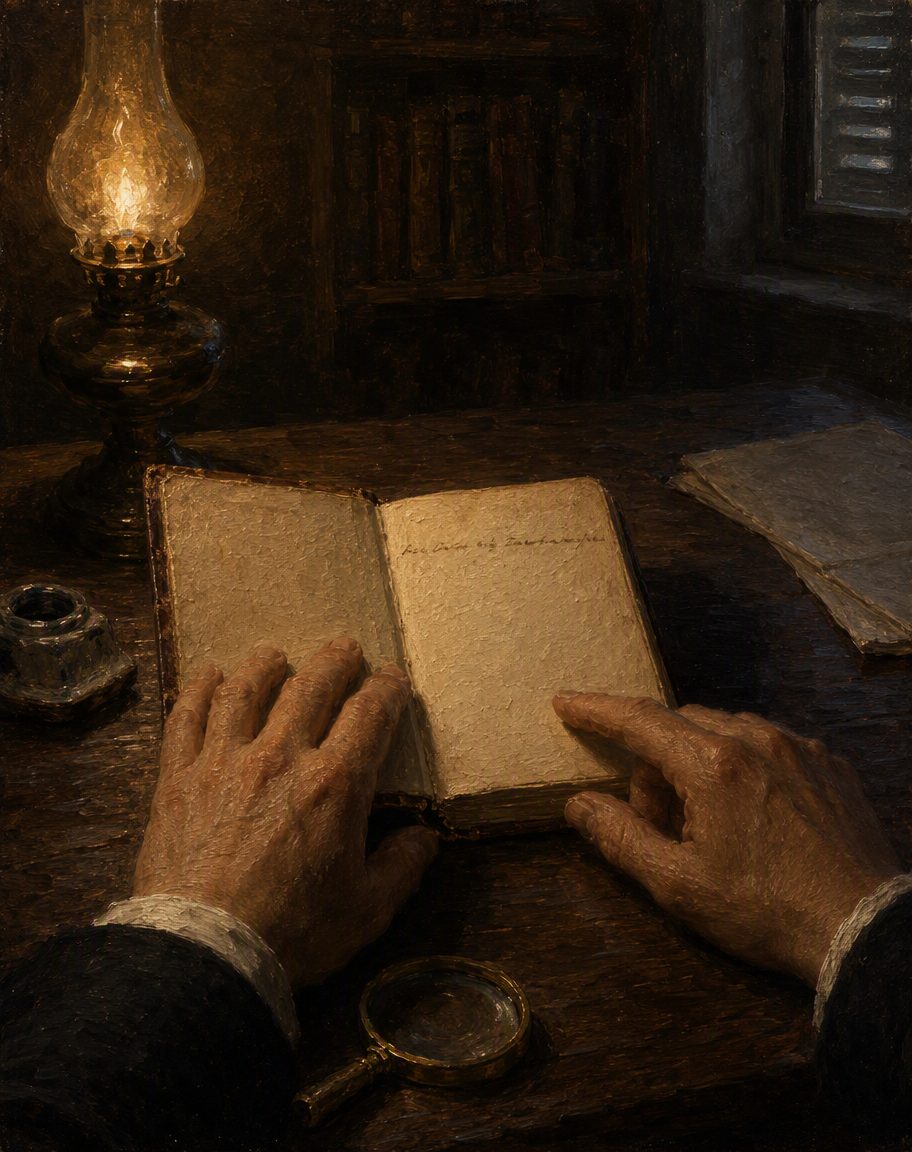 O elo entre o livro e o nome é uma única linha manuscrita, anónima e sem data, num exemplar da edição de 1669. Boissonade escreveu que não reconhecia a letra. Evocação pintada;.