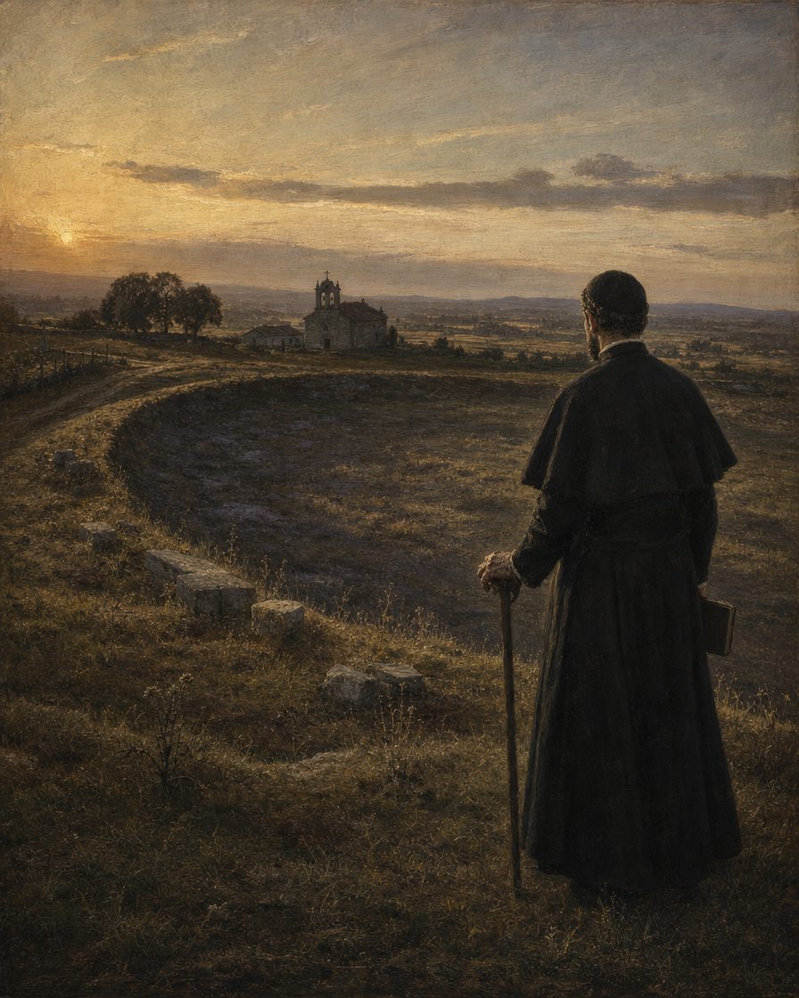 Em 1634 o arcebispo D. Rodrigo da Cunha escreveu que junto a S. Pedro de Maximinos «ainda aparece hum como meo circulo lugar, onde estaua o amphiteatro». Isto é uma evocação do que ficou escrito, não do edifício: o anfiteatro de Braga nunca foi escavado e a sua existência continua por confirmar. Pintura. figura genérica, não retrato.