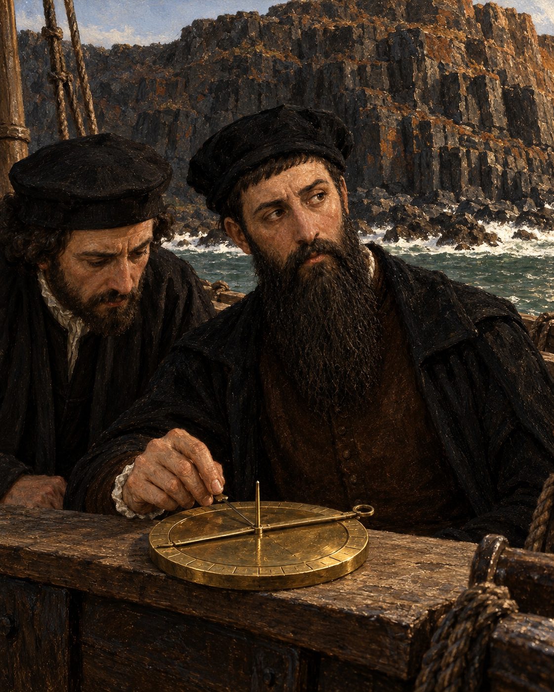 Pintura de D. João de Castro junto à costa de Baçaim, na Índia, em dezembro de 1538.