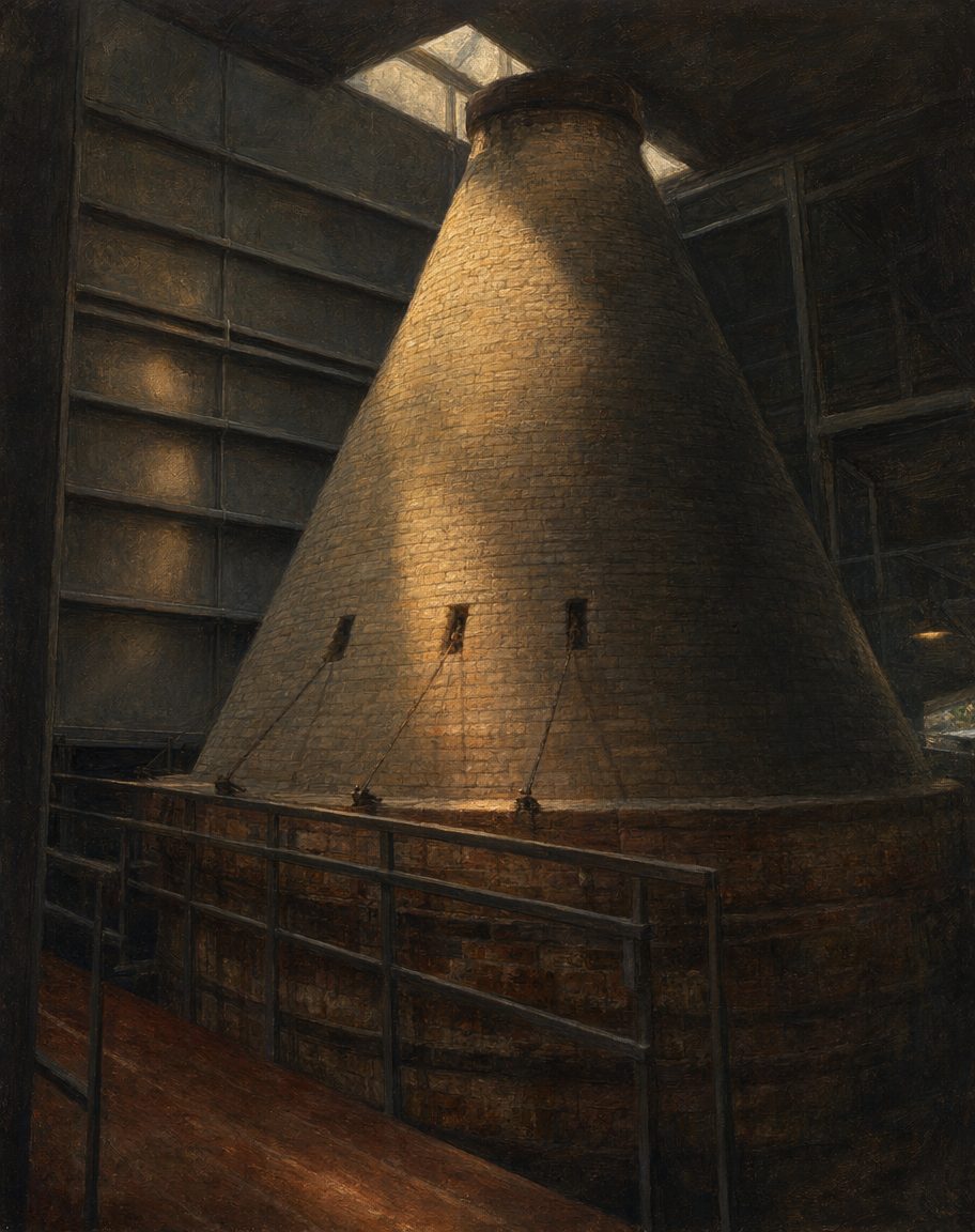 O Forno 18, construído pelos próprios operários em 1850. Aqueceu um império de loiça — e arrefeceu.