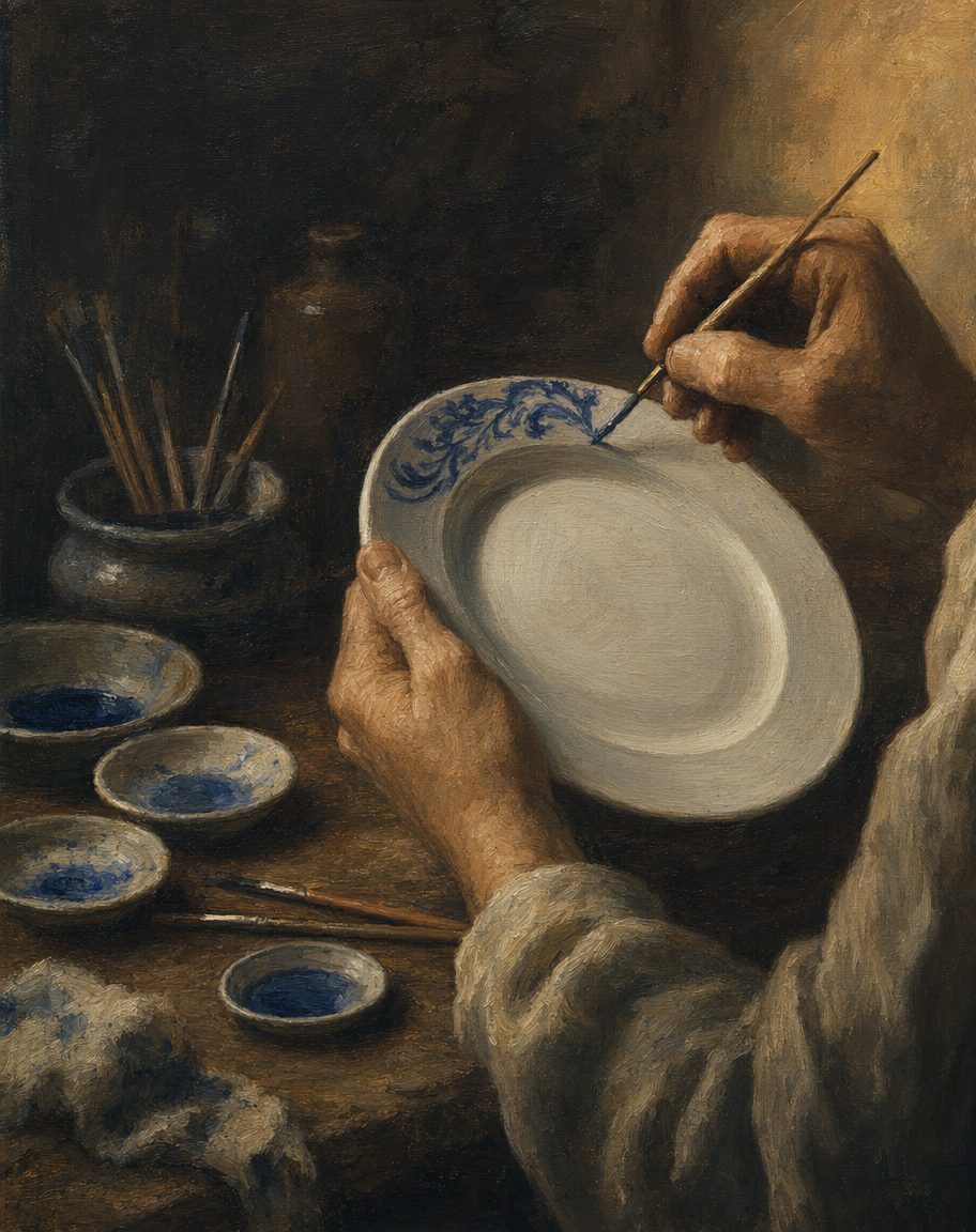 Da mesma oficina saíram peças pintadas por reis e os azulejos de São Bento. A fábrica era também uma escola de arte.