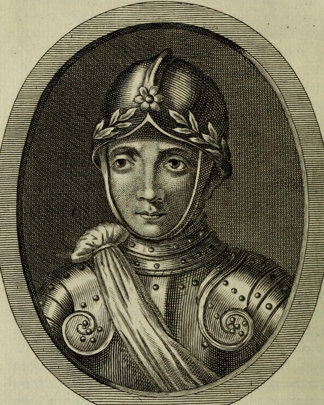 D. Duarte de Meneses numa gravura de 1817, retrato imaginado, não feito do natural (desenho de Cunha, gravura de Fontes, «Retratos e elogios dos varões e donas que illustraram a nação portugueza»; Wikimedia Commons, domínio público).