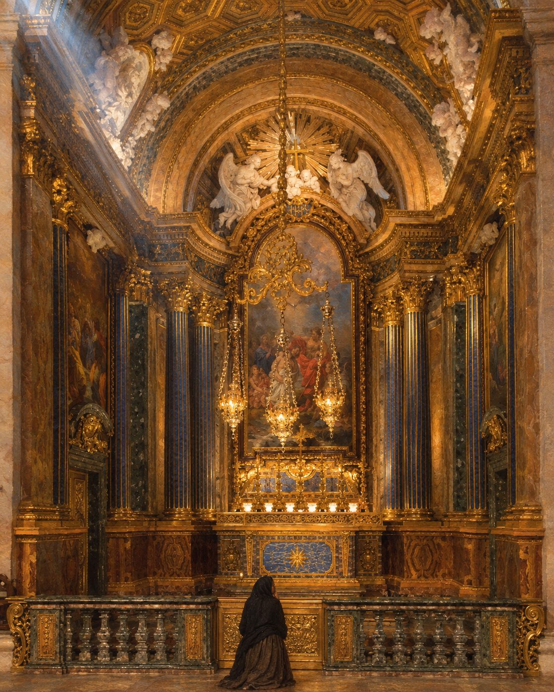 Pintura da Capela de São João Baptista, na igreja de São Roque, em Lisboa, tal como ficou depois de completa, em 1752, a partir de uma fotografia real de Daniel Villafruela (CC BY-SA 3.0) (figura genérica, não retrato).