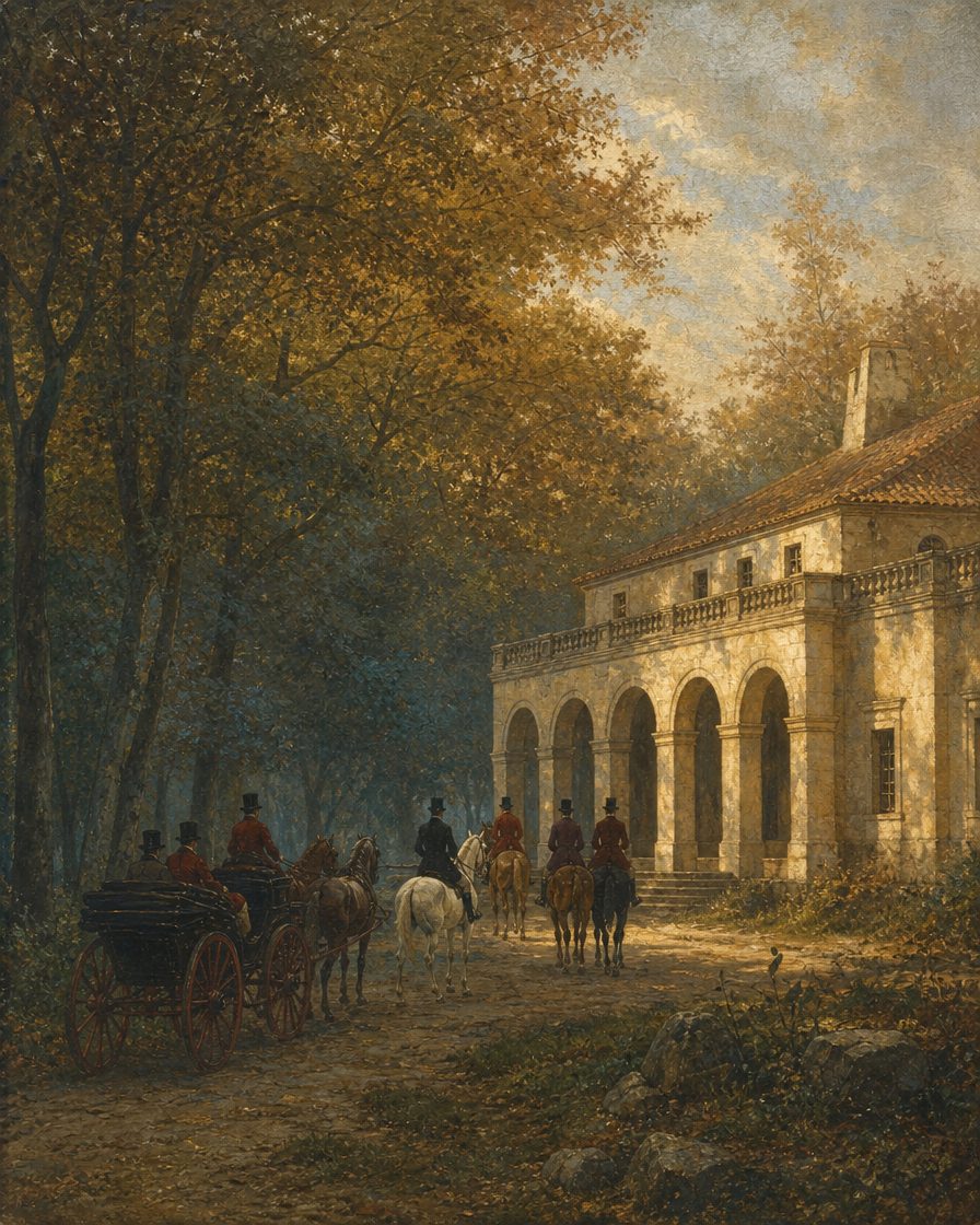A corte chega ao pavilhão de caça de D. Carlos, no Celebredo — construído para descansar entre batidas, sobreviveria à própria monarquia.