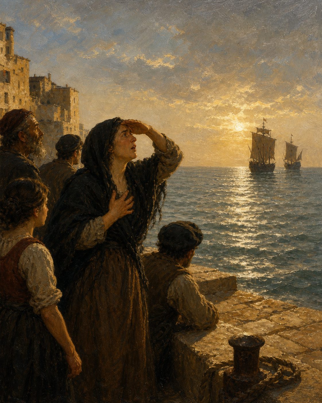 Outubro de 1501. Em Lisboa, duas das três caravelas de Gaspar regressam. A terceira, com ele a bordo, nunca mais foi vista. Pintura. evocação, não retrato.