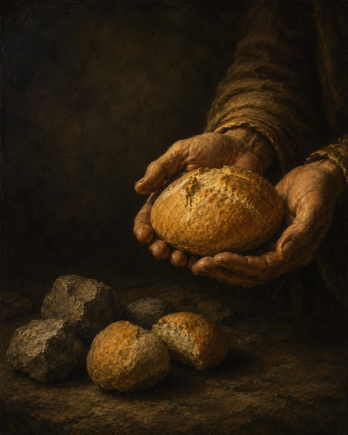 E a lenda dá a volta: o santo «transformou as pedras em pães e ofereceu-os aos seus apedrejadores». Dali ficou a Festa dos Merendeiros, e o pão que ainda hoje se reparte pelo Natal.