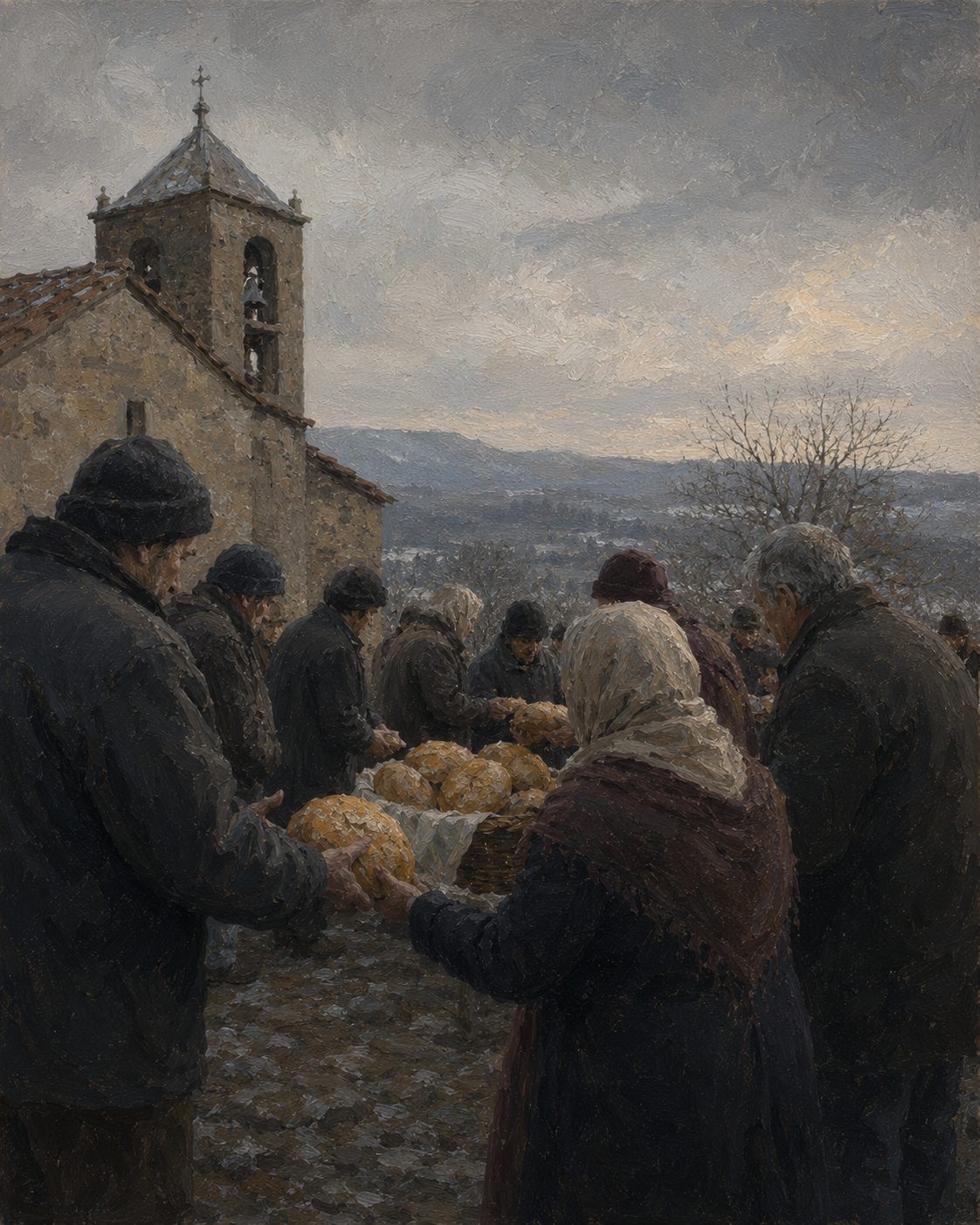 Ainda hoje, pela quadra do Natal, se reparte pão na Festa dos Merendeiros: a lenda das pedras feitas pão, repetida todos os anos.